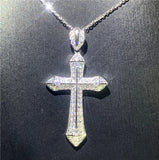 925 Silver Cross Pendant AAAAA Cz Stone Necklace Wedding Jewelry
