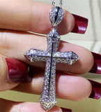 925 Silver Cross Pendant AAAAA Cz Stone Necklace Wedding Jewelry