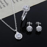 925 Sterling Silver Christmas Women Crystal CZ Jewelry Set