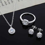 925 Sterling Silver Christmas Jewelry Set with CZ Necklace Earrings Ring