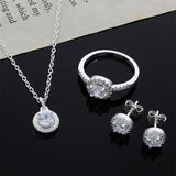 925 Sterling Silver Christmas Women Crystal CZ Jewelry Set