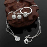 925 Sterling Silver Christmas Jewelry Set with CZ Necklace Earrings Ring