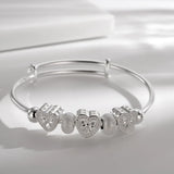 925 Silver Heart Bangles Lady Bracelets Wedding Party Jewelry