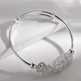 925 Silver Heart Bangles Lady Bracelets Wedding Party Jewelry