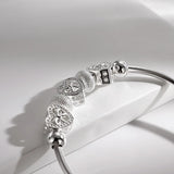 925 Silver Heart Bangles Lady Bracelets Wedding Party Jewelry