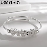 925 Silver Heart Bangle Bracelet Women