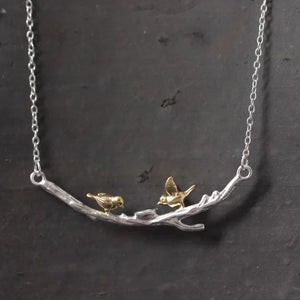 925 Silver Branches Birdie Necklace Vintage Jewelry