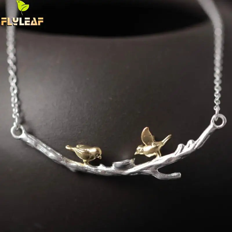 925 Silver Branches Birdie Necklace Vintage Jewelry
