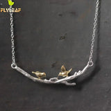 925 Silver Branches Birdie Necklace Vintage Jewelry