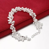 925 Silver Grape Bracelet Frosted Bead Chain Women Retro Wedding Jewelry
