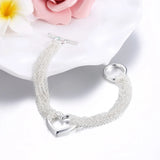 925 Silver Heart Tassel Bohemia Bracelet Chain Jewelry Women