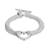 925 Silver Heart Tassel Bohemia Bracelet Chain Jewelry Women