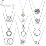 925 Silver Hearts Pendant Clear CZ Circle Necklace for Women
