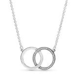 925 Silver Hearts Circle Necklace for Women