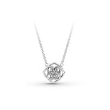 925 Silver Hearts Pendant Clear CZ Circle Necklace Women Jewelry