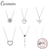 925 Sterling Silver Hearts Pendant Circle Necklace For Women
