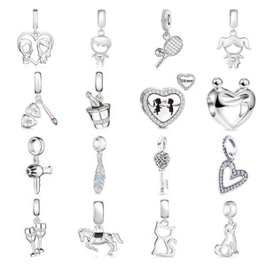925 Silver Horse Charm Love Beads Pendant Amulet Accessory