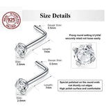 925 Silver L Shape Nose Stud 2mm Clear Crystal 20pcs/pk
