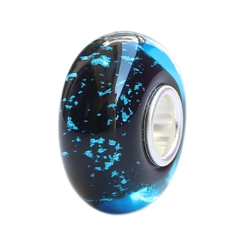 925 Silver Large Hole Mysterious Glass Ribbon Charm Beads