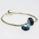 925 Silver Large Hole Mysterious Glass Ribbon Charm Beads