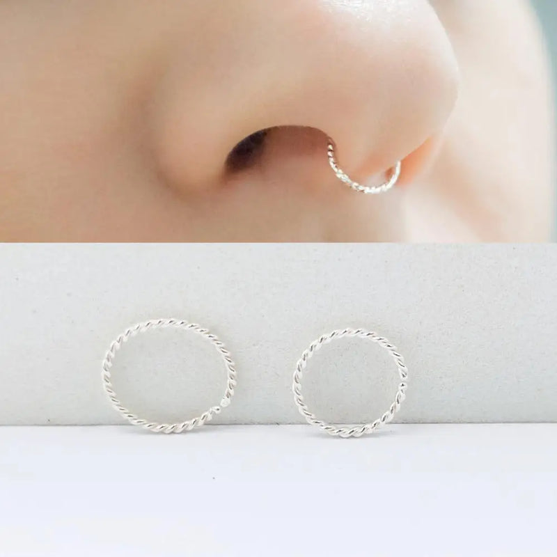 925 Silver Nose Ring Twist Nose Piercing Body Jewelry 5pcs/pack