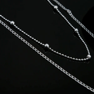 925 Sterling Silver Flat Beads Chain Necklace Men Women Wedding Accessories