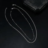 925 Sterling Silver Flat Beads Chain Necklace Men Women Wedding Accessories