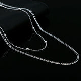 925 Sterling Silver Flat Beads Chain Necklace Men Women Wedding Accessories