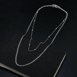 925 Sterling Silver Flat Beads Chain Necklace Men Women Wedding Accessories