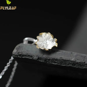 925 Sterling Silver Poppy Flower Necklace Vintage Style Lady Gift