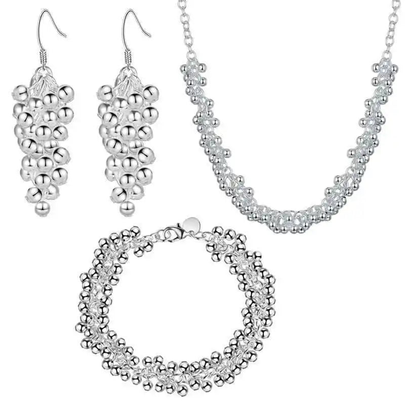 925 Silver Grape Beads Jewelry Set for Women