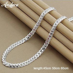 925 Silver Sideways Necklace 5MM for Women Men Jewelry Full Snake Chain