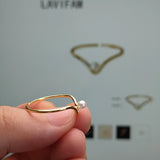 925 Silver Shell Pearl V Shaped Ring for Women Girl Thin Finger Accessory