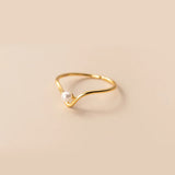 925 Silver Shell Pearl V Shaped Ring for Women Girl Thin Finger Accessory