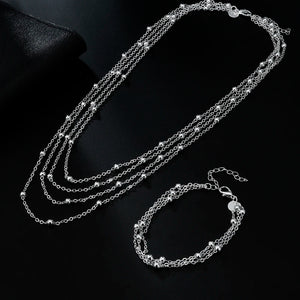 925 Silver Tassel Beads Bracelets Necklaces for Women