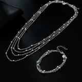 925 Silver Tassel Beads Bracelets Necklaces for Women