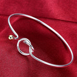 925 Silver Twine Bangles Bracelets Beads Opening Jewelry Christmas Gift