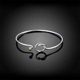 925 Silver Twine Bangles Bracelets Beads Opening Jewelry Christmas Gift