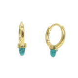 925 Silver Mini Huggie Hoop Earring with Opal Turquoise Spike