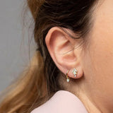 925 Silver Mini Huggie Hoop Earring with Opal Turquoise Spike