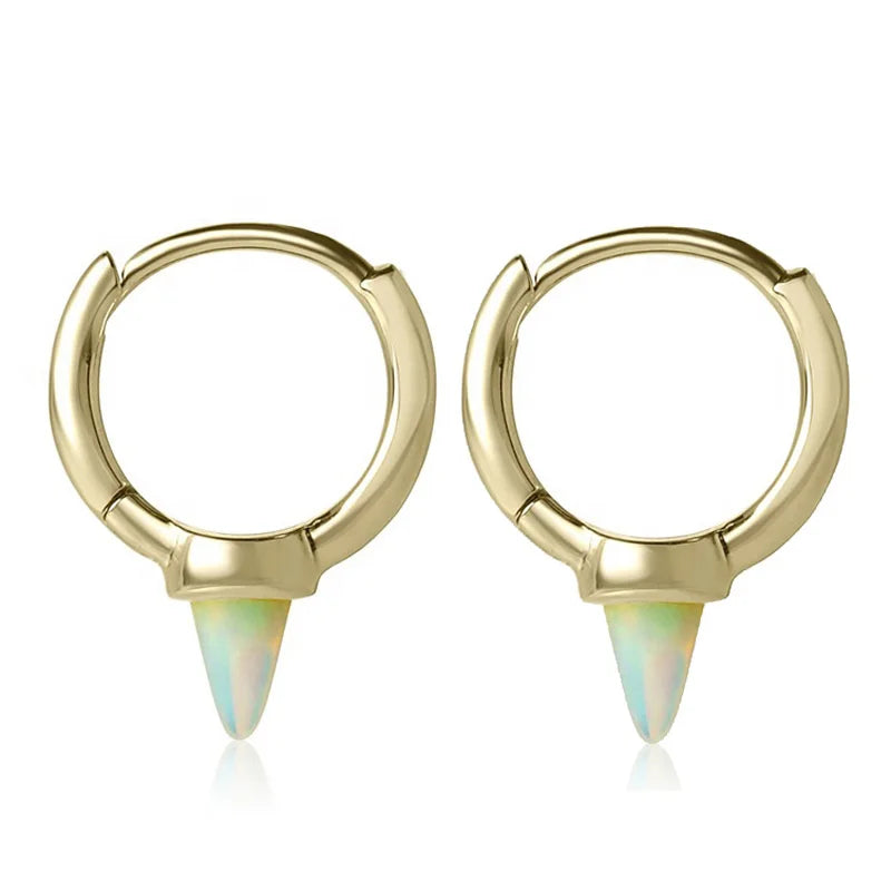 925 Silver Mini Huggie Hoop Earring with Opal Turquoise Spike