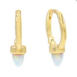 925 Silver Mini Huggie Hoop Earring with Opal Turquoise Spike