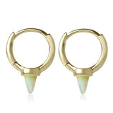 925 Silver Mini Huggie Hoop Earring with Opal Turquoise Spike