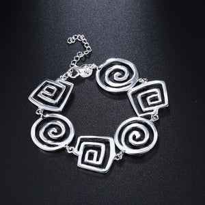 925 Silver Vintage Round Chain Bracelet for Women Wedding Party