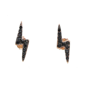 925 Silver Two Tone Rose CZ Flash Lightning Stud Earring