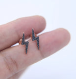 925 Silver Two Tone Rose CZ Flash Lightning Stud Earring
