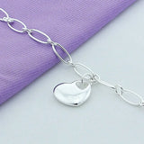 925 Sterling Silver Heart Charm Bracelet for Wedding Womens