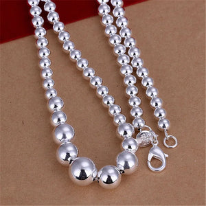 925 Silver Beads Necklace For Women Wedding Charms Jewelry