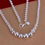 925 Silver Beads Necklace For Women Wedding Charms Jewelry