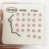 925 Silver CZ Flower Nose Studs for Women 24pcs/pack